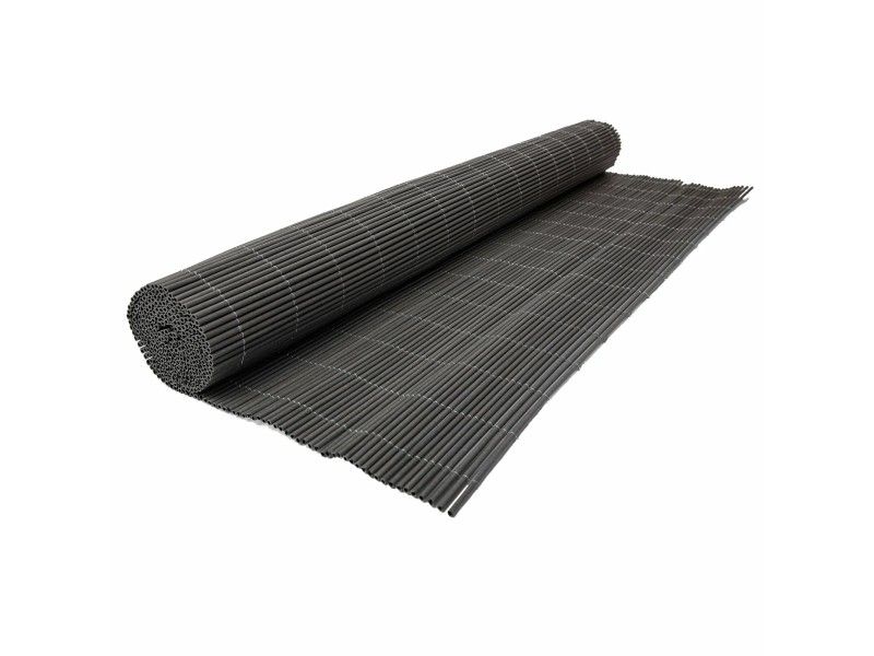 Rollo de mimbre artificial estrecho PVC, 1,5m alto x 5m, 60% ocultación, gris antracita, 5 años garantía | CNX