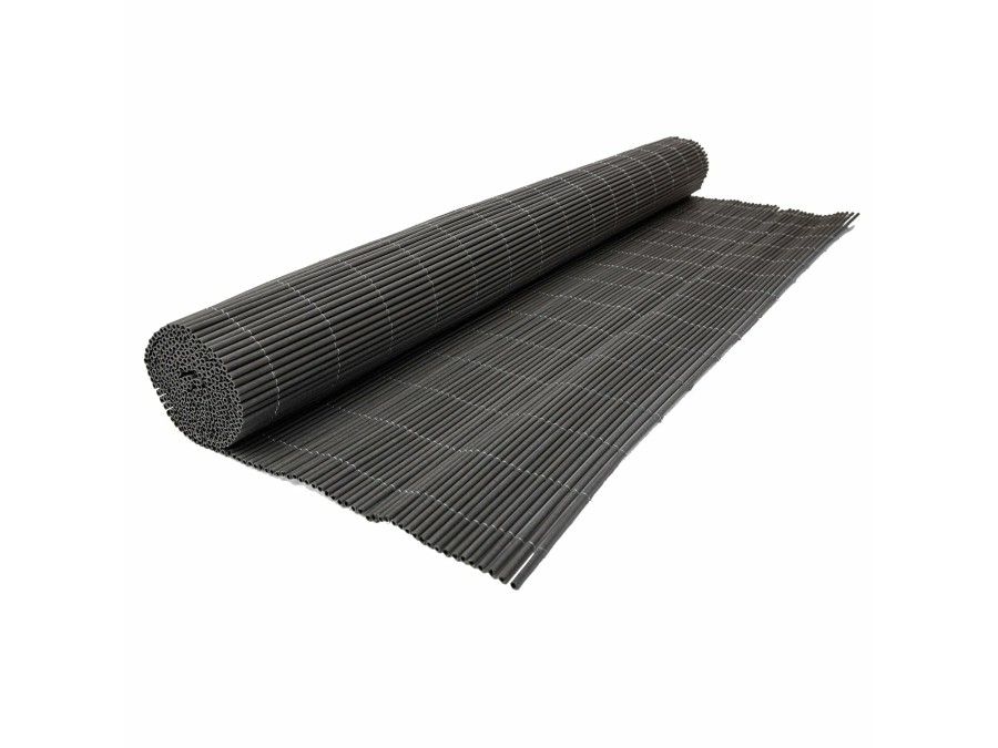 Rollo de mimbre artificial estrecho PVC, 1,5m alto x 5m, 60% ocultación, gris antracita, 5 años garantía | CNX